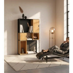 REGAŁ NA KSIĄŻKI METALOWE DREWNO LITE DĄB JESION OLCHA RNK-163